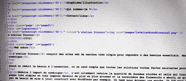 Pur AmiSHTML! Illustration : impression écran code source